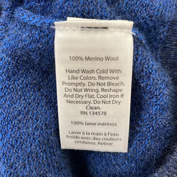 Vineyard Vines mock 1/4 zip neck, merino wool, cobalt blue pullover sweater - Picture 8 of 9